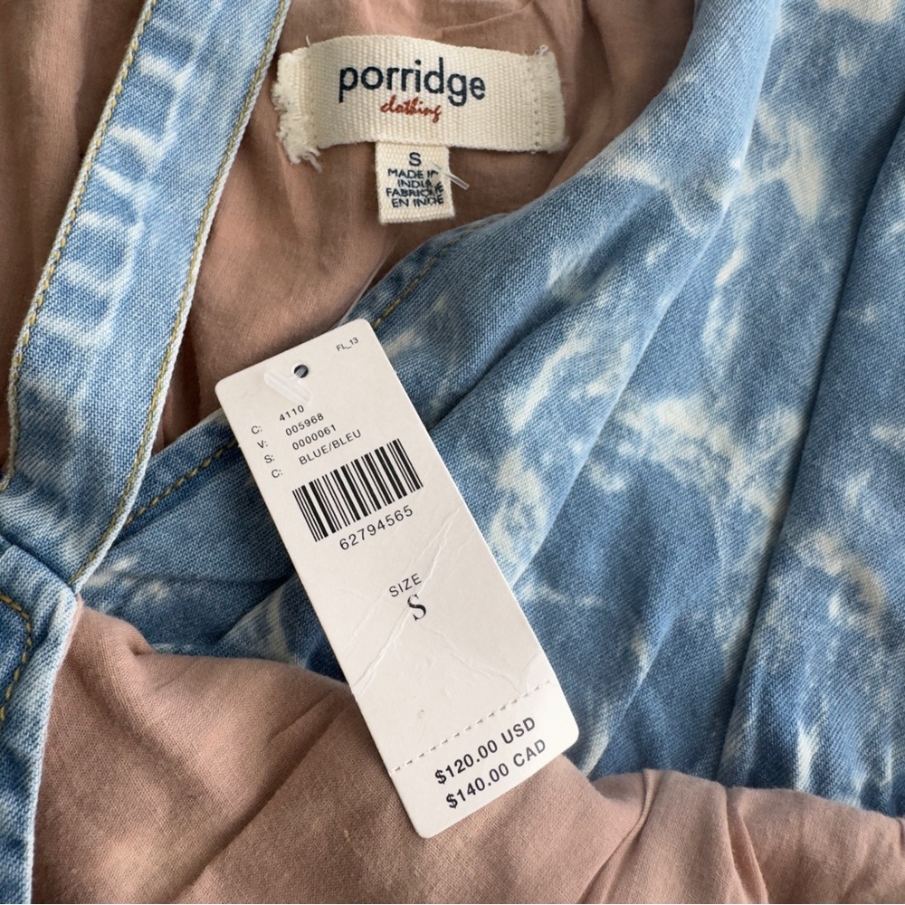 Anthropologie Porridge Small Boho Festival Summer Sky Blue Denim Top Shirt- NWT - Picture 2 of 8